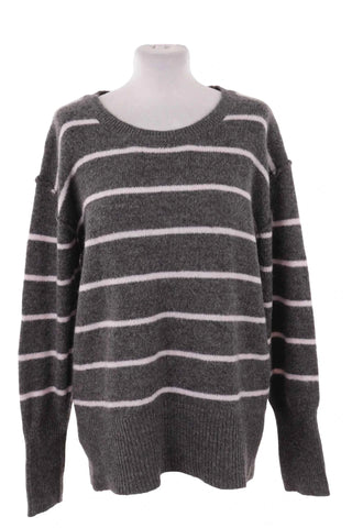 Sweter damski oversize w paski - Szary  8% wełna