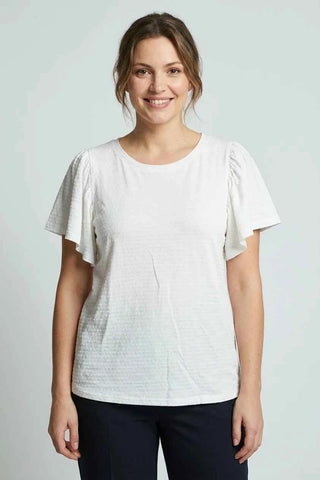 T-shirt z bufiastymi rękawami plumeti - Biały