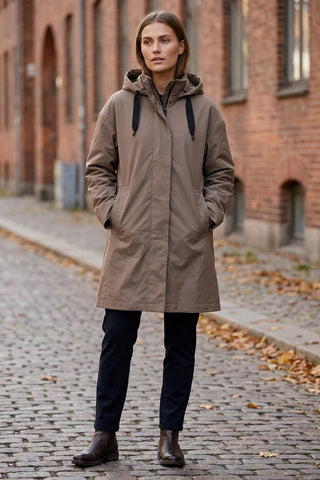 Damska brązowa parka z kapturem