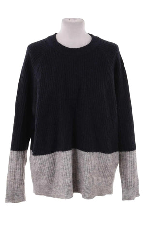 Sweter damski dzianinowy  - Granatowo-szary  25% wełna 5% moher