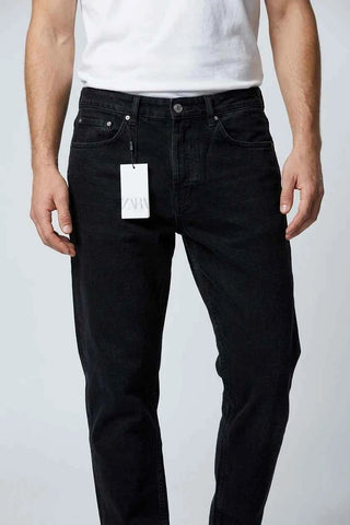 Spodnie jeansowe Slim Tapered Zara - Czarne