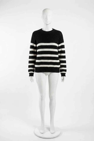 Sweter Damski w Paski Dzianinowy - Czarno-Biały