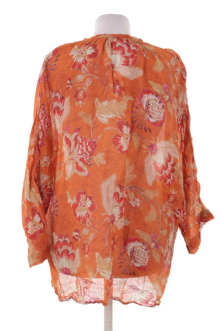 Bluzka  w kwiaty  - Pomarańczowa