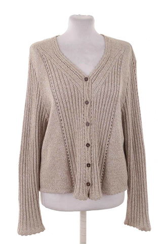 Sweter damski dzianinowy prążkowany - Beżowy