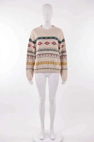 Sweter dzianinowy wzorzysty - Beżowy