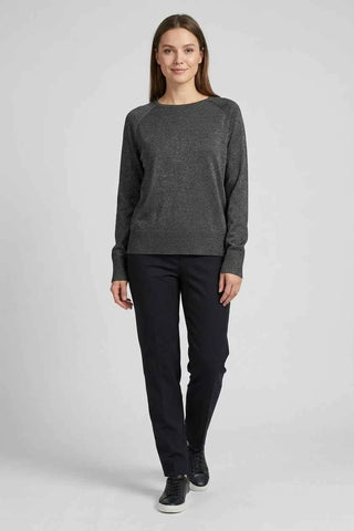 Sweter damski dzianinowy raglan - Szary