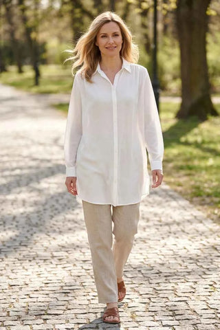 Koszula damska długa oversize - Biała