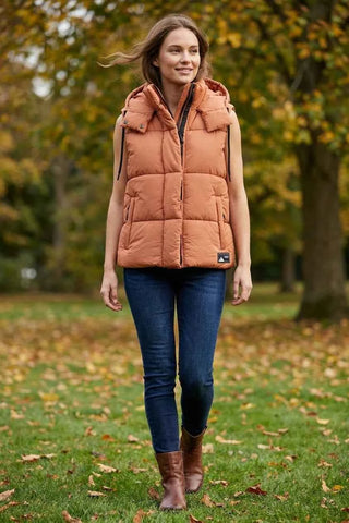 Kamizelka  z kapturem pikowana Superdry - Pomarańczowa