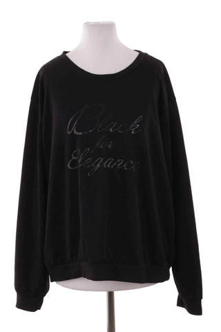 Bluza damska z nadrukiem Black for Elegance - Czarna  48% modal