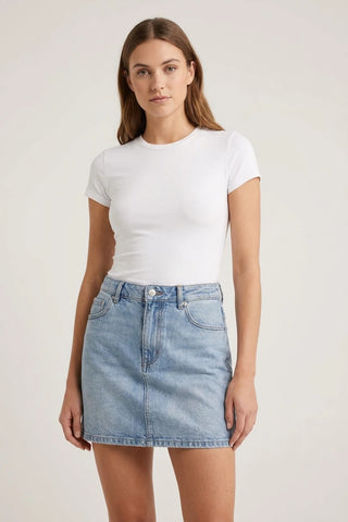Damska Spodnica Jeansowa Mini Jasny Denim