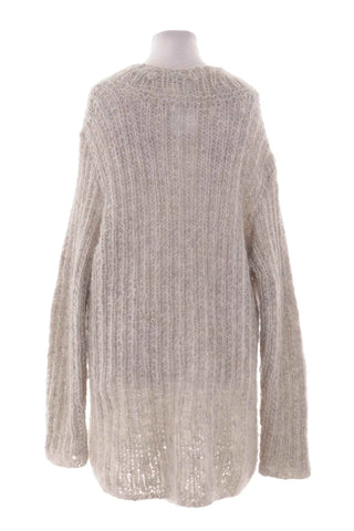 Sweter damski oversize prążkowany - Beżowy