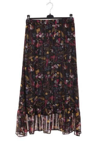 Spódnica maxi plisowana w kwiaty - czarna
