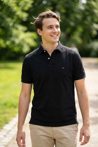 Koszulka polo bawełniana Tommy Hilfiger - Czarna