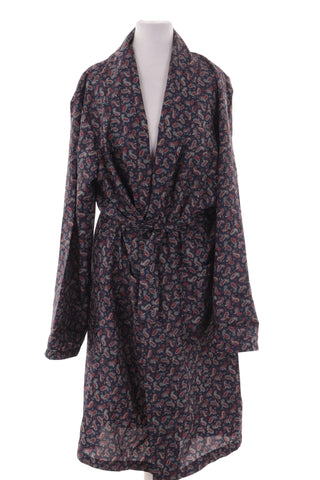 Elegancki Damski Szlafrok w Wzor Paisley Granatowy