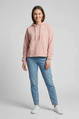 Bluza z kapturem krótka bawełniana - Różowa