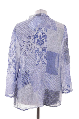 Bluzka damska patchwork niebiesko-biała