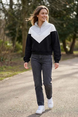 Bluza dresowa oversize colorblock - Czarno-szara