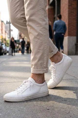 Sneakersy męskie skórzane - Biały  100% skóra