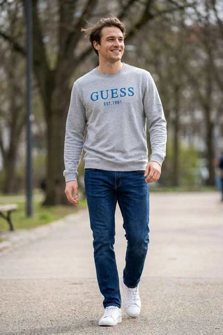 Bluza dresowa bawełniana Guess - Szara