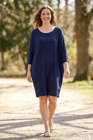 Sukienka  oversize krój kokon - Granatowa