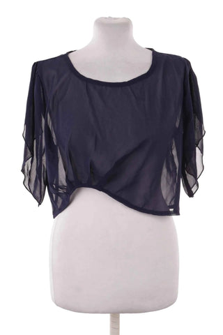 Bluzka crop top prześwitująca - Granatowa
