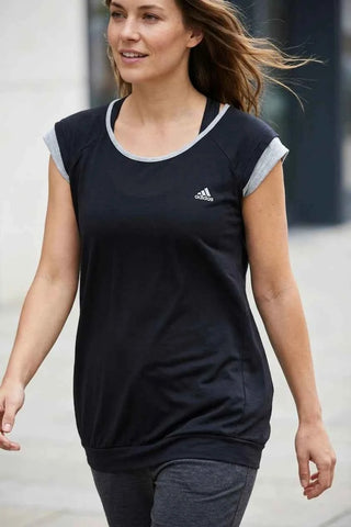 Koszulka damska Adidas warstwowa - Czarno-szara