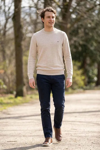 Sweter klasyczny bawełniany Tommy Hilfiger - Beżowy