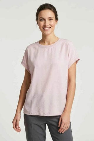 T-shirt damski z krótkim rękawem gładki - Różowy