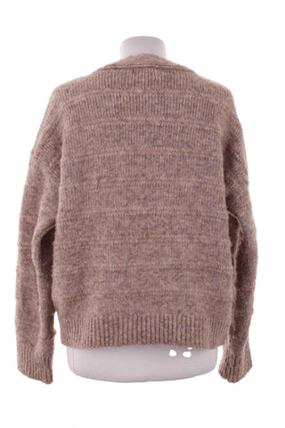 Sweter rozpinany oversize dzianinowy - Beżowy  4% wełna