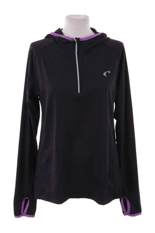 Bluza sportowa z kapturem i zamkiem 1/4 - Czarna