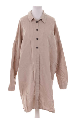 Sukienka koszulowa oversize - Beżowa  55% len