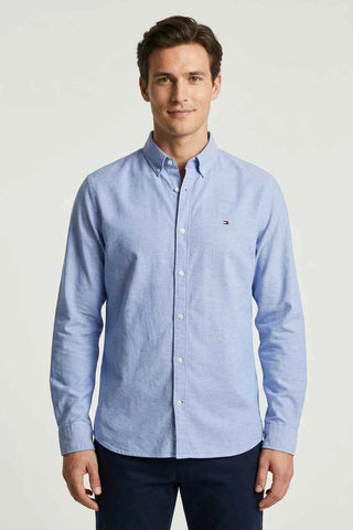 Koszula męska Oxford Tommy Hilfiger - Niebieska  18% len