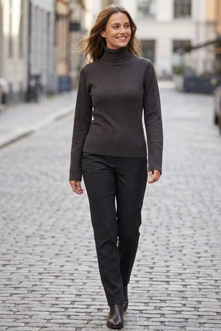 Sweter Damski Golf Dzianinowy - Szary