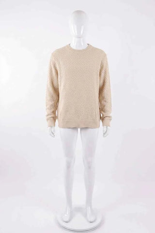 Sweter damski z waflowym splotem - Kremowy