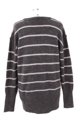 Sweter damski oversize w paski - Szary  8% wełna
