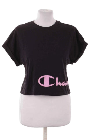 T-shirt krótki z logo Champion - Czarny