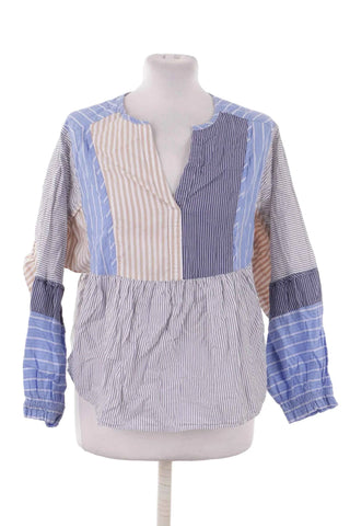 Bluzka damska w paski patchwork - Niebieska