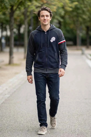 Bluza z kapturem bawełniana Moncler - Granatowa