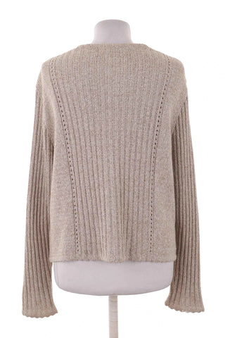 Sweter damski dzianinowy prążkowany - Beżowy