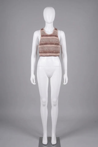 Krotki Top Halter w Paski Boho