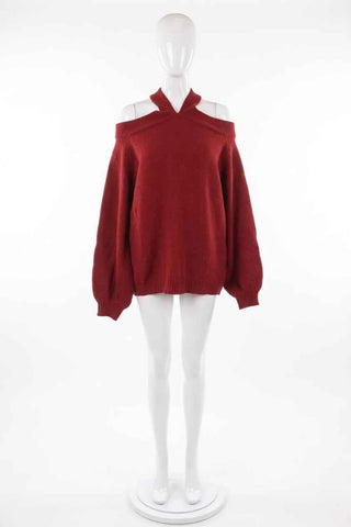 Sweter damski dzianinowy cold shoulder