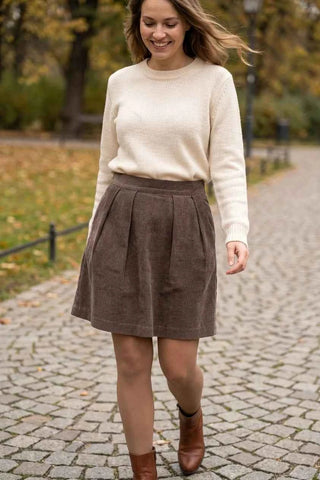 Spódnica mini plisowana - Brązowa