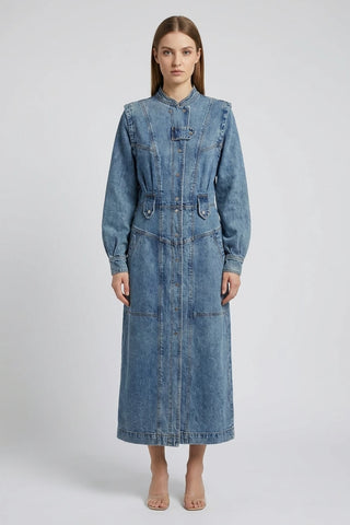 Damska Jeansowa Sukienka Maxi Vintage