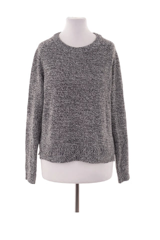Szary Melanzowy Sweter Damski Crew Neck
