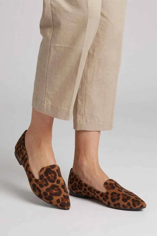 Baleriny w panterkę z pointed toe - Brązowe