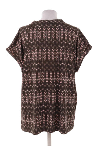 T-shirt damski we wzór geometryczny - Zielony