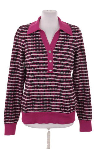 Sweter polo w geometryczny wzór - Różowy