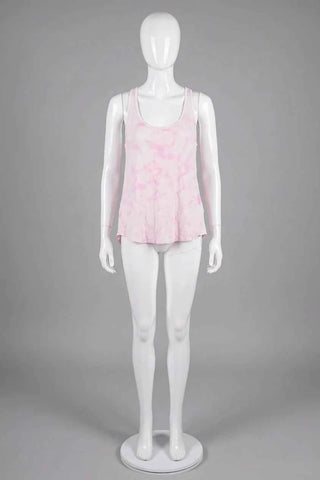 Top na ramiączkach marmurkowy tie-dye - Różowy
