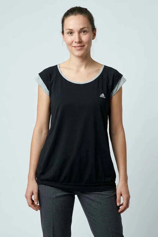 Koszulka damska Adidas warstwowa - Czarno-szara