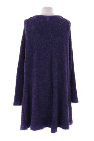 Kardigan bouclé oversize z futerkiem - Fioletowy